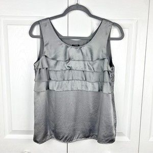 J. Crew Gray Sleeveless Ruffle Blouse